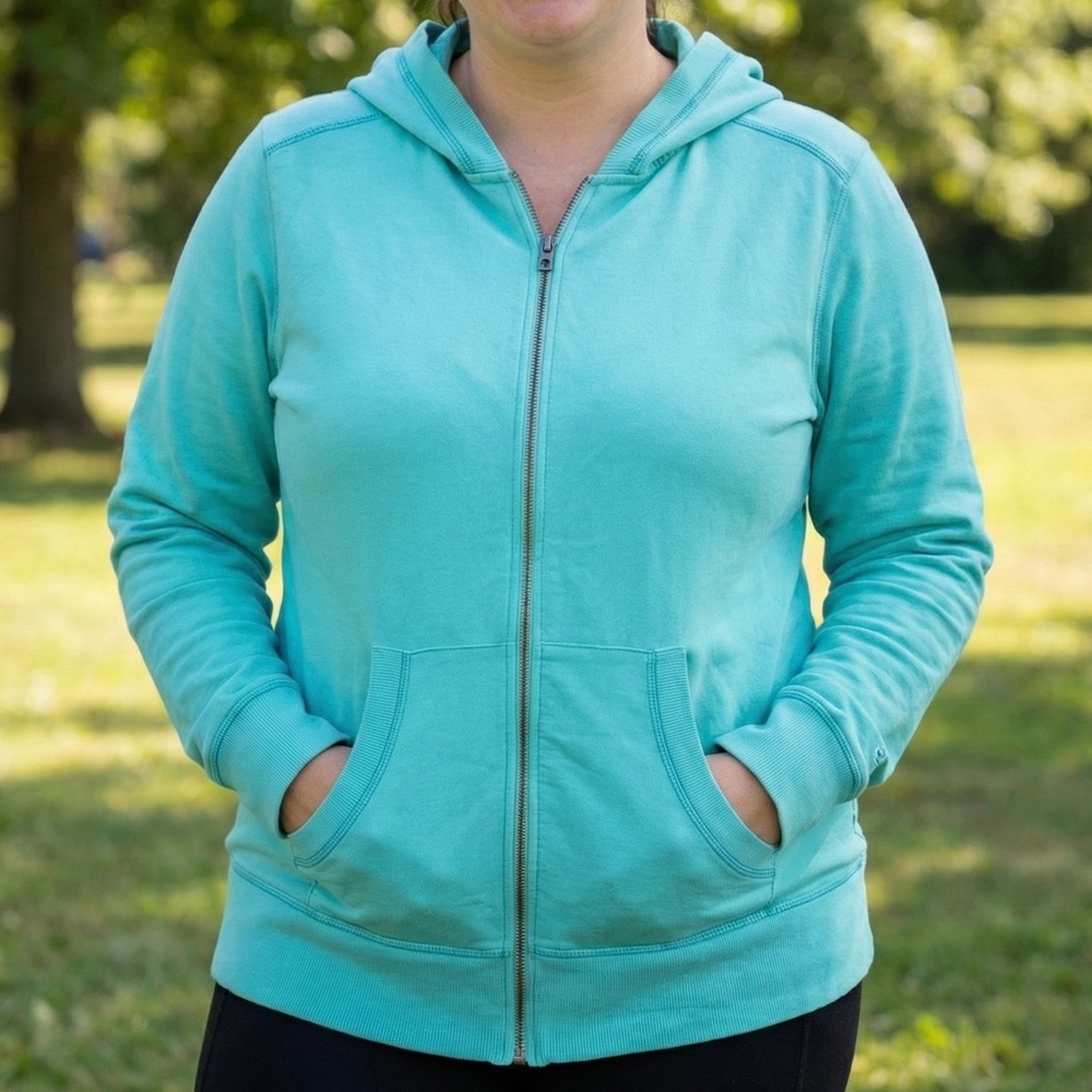 Columbia Sportswear Cotton Blend Teal Blue Zip-Up Hoodie Gorpcore Athleisure L